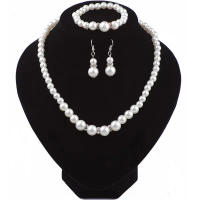 Fashion Simple  3 pieces Bridesmaids Pearl Jewelry Set Handmade  bride Wedding Jewellery Wholesale