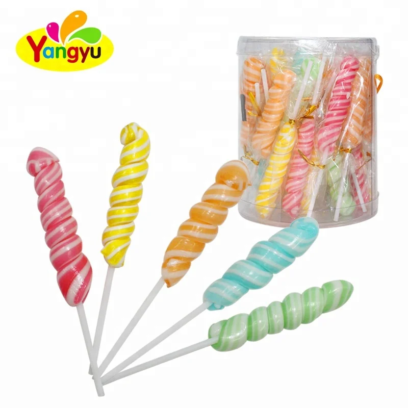 Halal cheap  fruit flavour  Colorful corkscrew twist lollipops