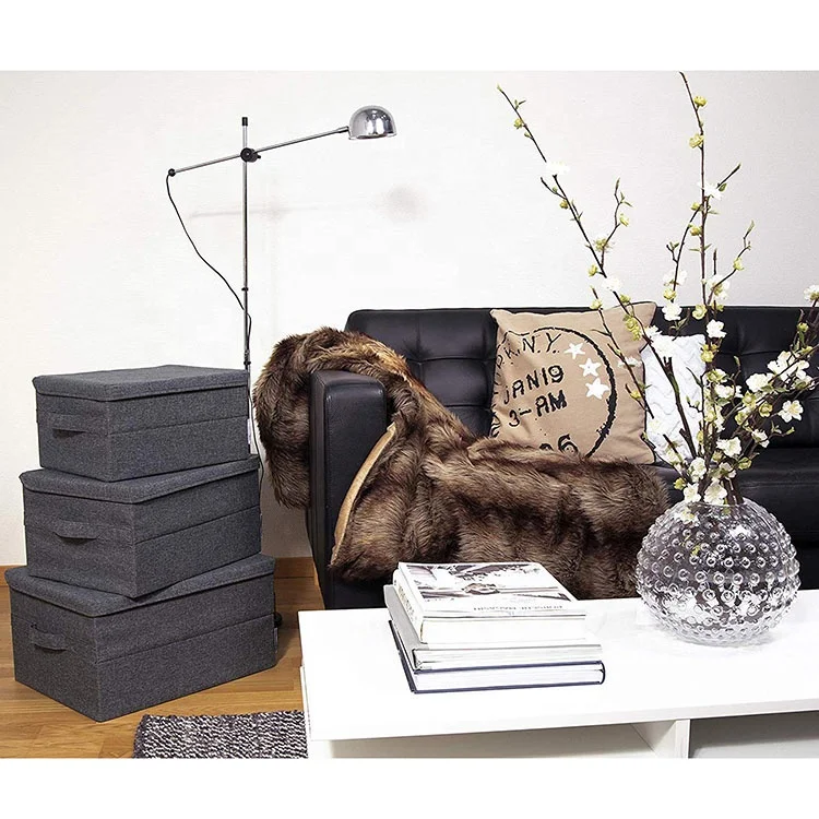 Sustainable Fabric Clothing Storage Boxes Foldable Square Drawers Home Closet Solutions Printed Technique Stocked Bag Storage