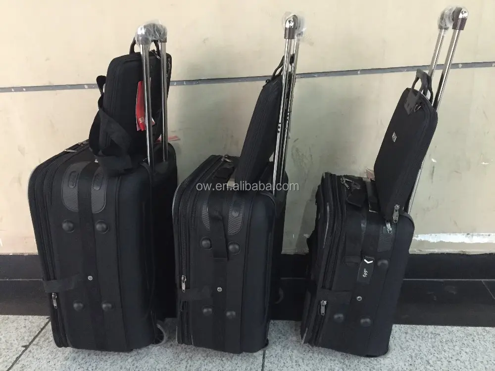 EVA 600D polyester black color 6pcs trolley luggage set travel suitcase bag