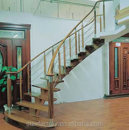 Australian indoor wood curved beam staircaseindoor Beech wood treads stairs Used indoor solid wood railing stairs L-43