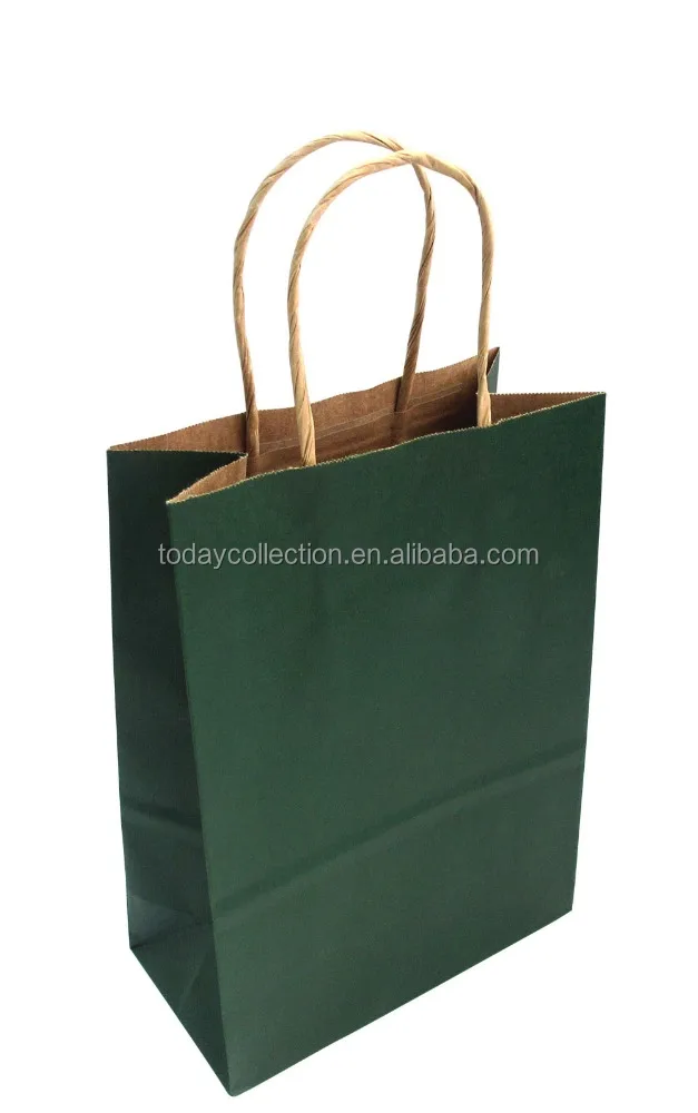 Green plain 120g kraft liner paper bag 21*27*11