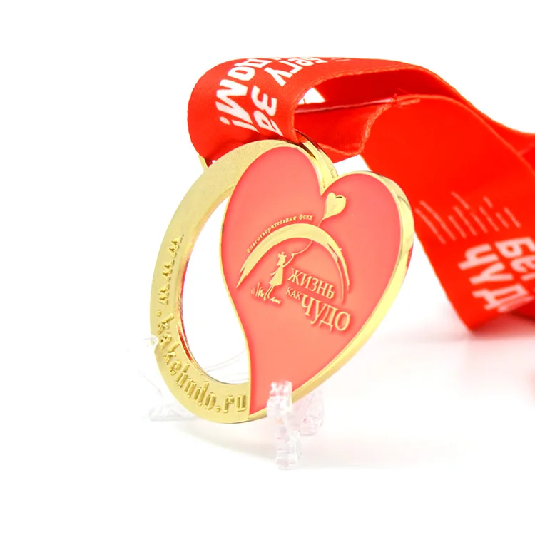 Longzhiyu 14years professional production heart shape unique design cheap metal enamel color customized 3d medal
