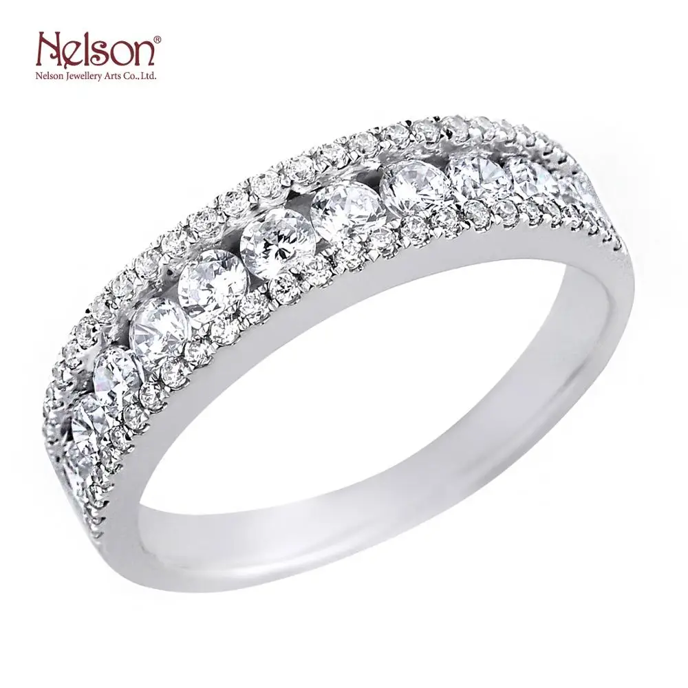 
Wholesale price no MOQ Daily Wear Genuine Diamond Anniversary 18K White Gold Diamond Fine Jewelry Band Ring for women 