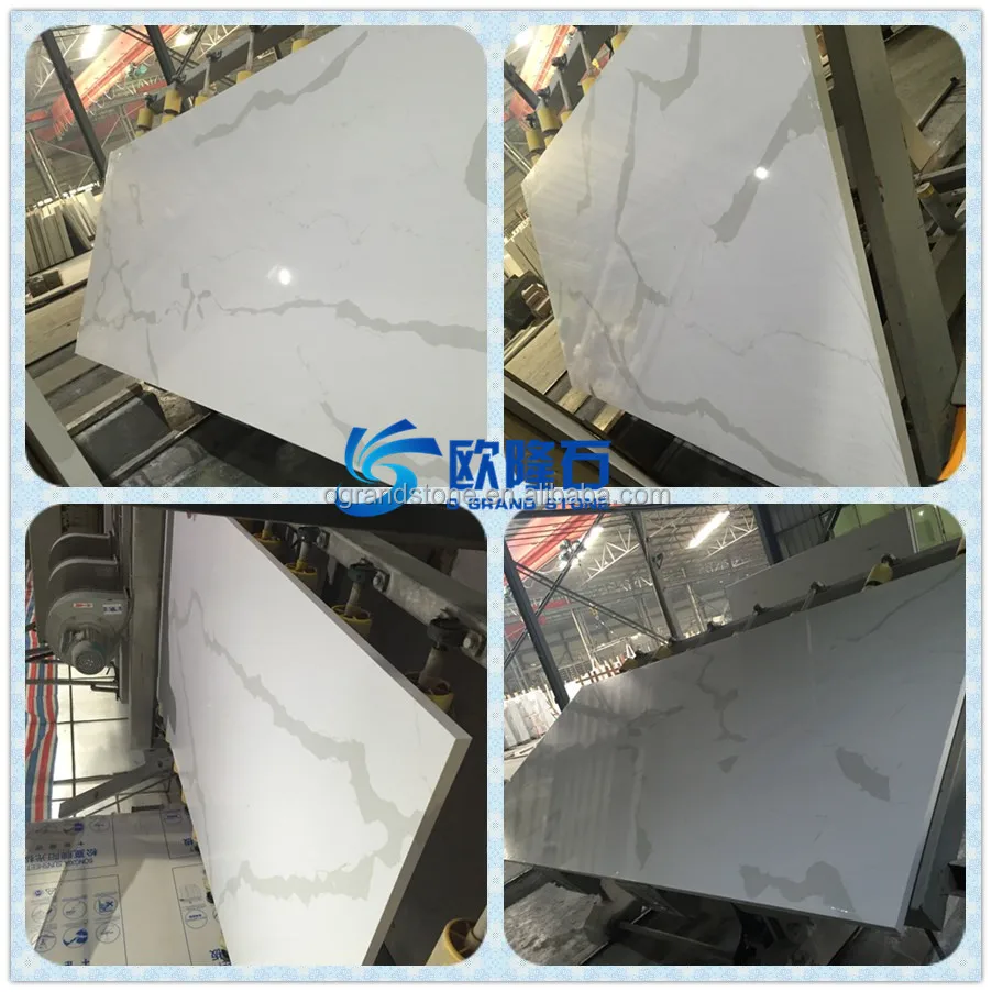 White agglomerated stone quartz surface slabs calacatta quartz stone