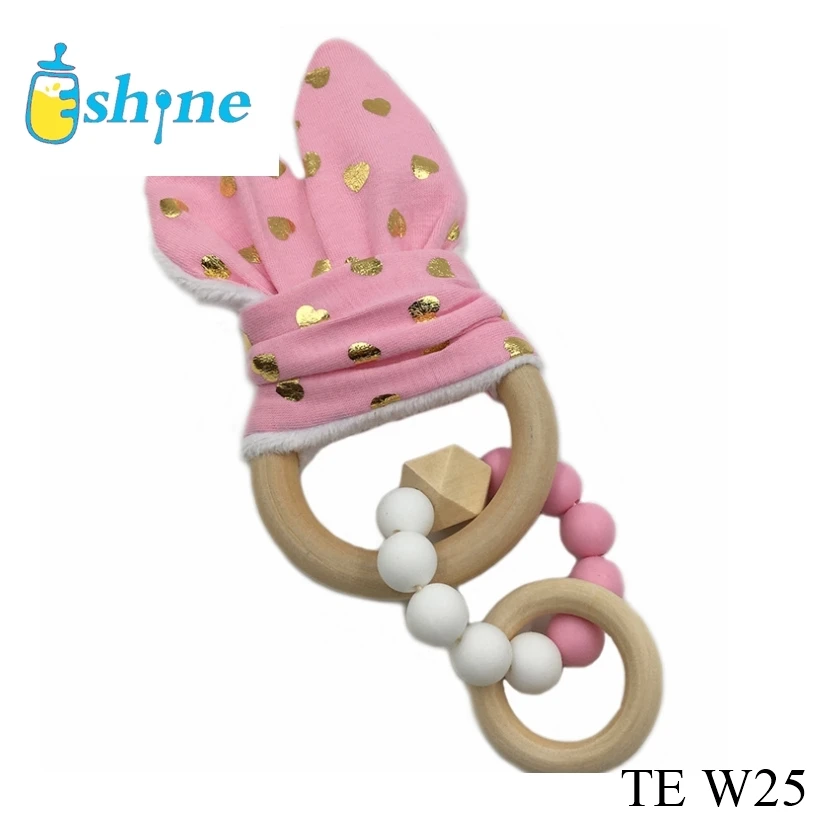 High quality wood material  Infant Toy Baby Teething  Organic Bunny Ear bunny teether