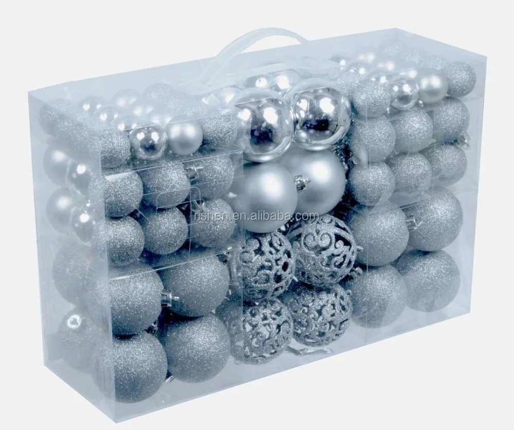 Factory price Christmas tree decorations hanging silver Christmas ball set