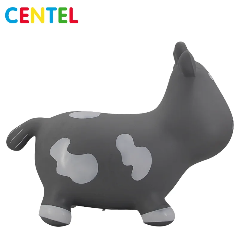 
Small Gray Cow Bouncer Hopper Kids Jumping Animal Inflatable Bouncing Animal Toys 