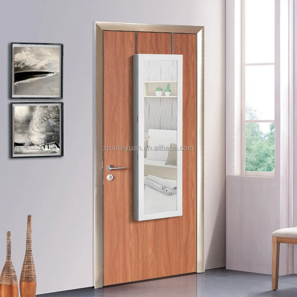 MDF Board Over The Door Wall Jewelry Cabinet Armoire With LED Light