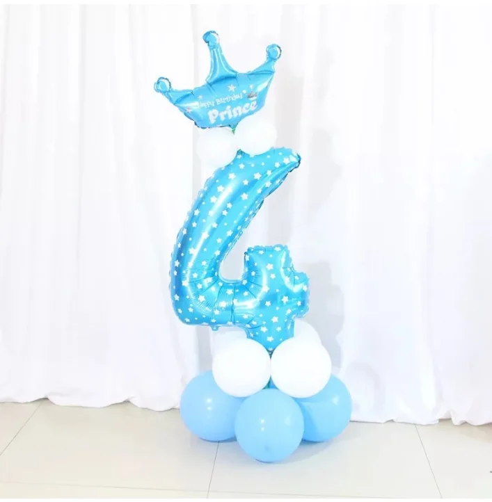 Cross-Border Crown Detonation Model 30 inch Digital Aluminum Balloon Base Path Lead Birthday Party Balloon