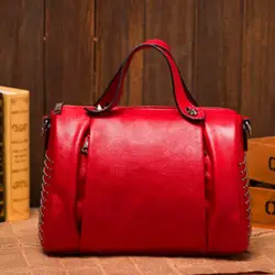 Wholesale fashion Red Tote Luxurious Handbag genuine leather Women Shoulder Bag For Ladies cow leather