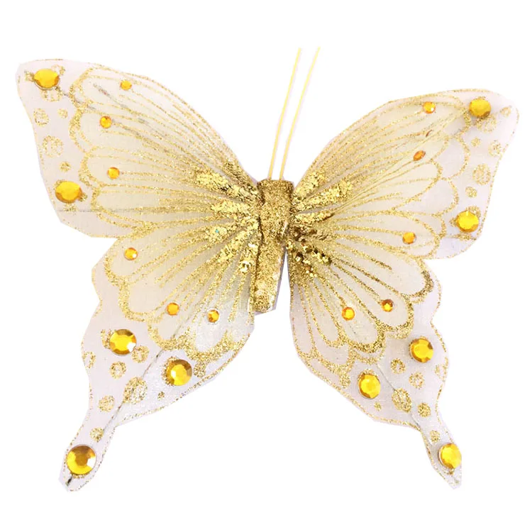 Hand-crafted design glitter butterflies for Christmas ornaments