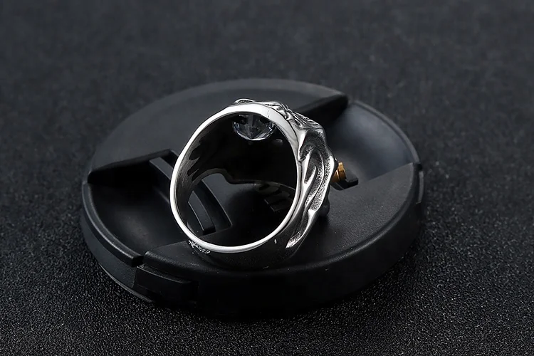 Heavy Stainless steel Punk Golden Bullet Red CZ Eye Skull Rings in Stock