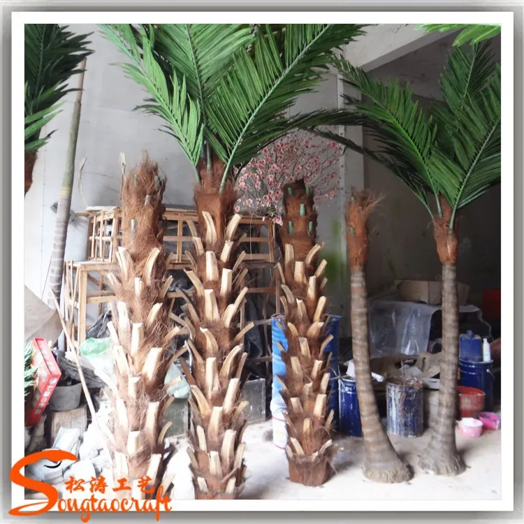 Plastic artificial royal sliver date palm tree plants dubai fake steel palm tree fabric leaves egypt for sale outdoor