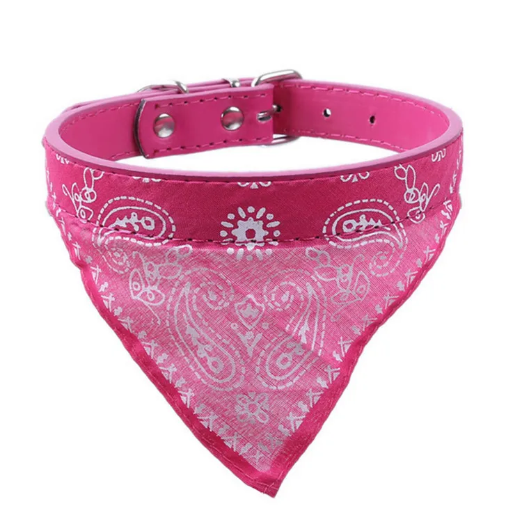 Lovely Adjustable Cats Necktie Pet Triangular Saliva Tie Scarf Dog Bandana Collar with PU leather