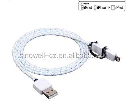 
hot sale 2 in 1 charging data cable durable mirco usb cable/ MFI usb cable charging usb cable for ISO/Android 