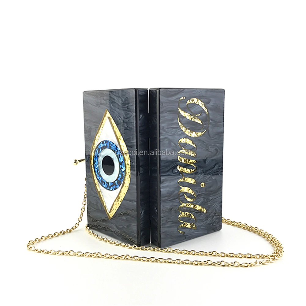 
New Design 2018 customized name acrylic box clutch evening bags OC3726 