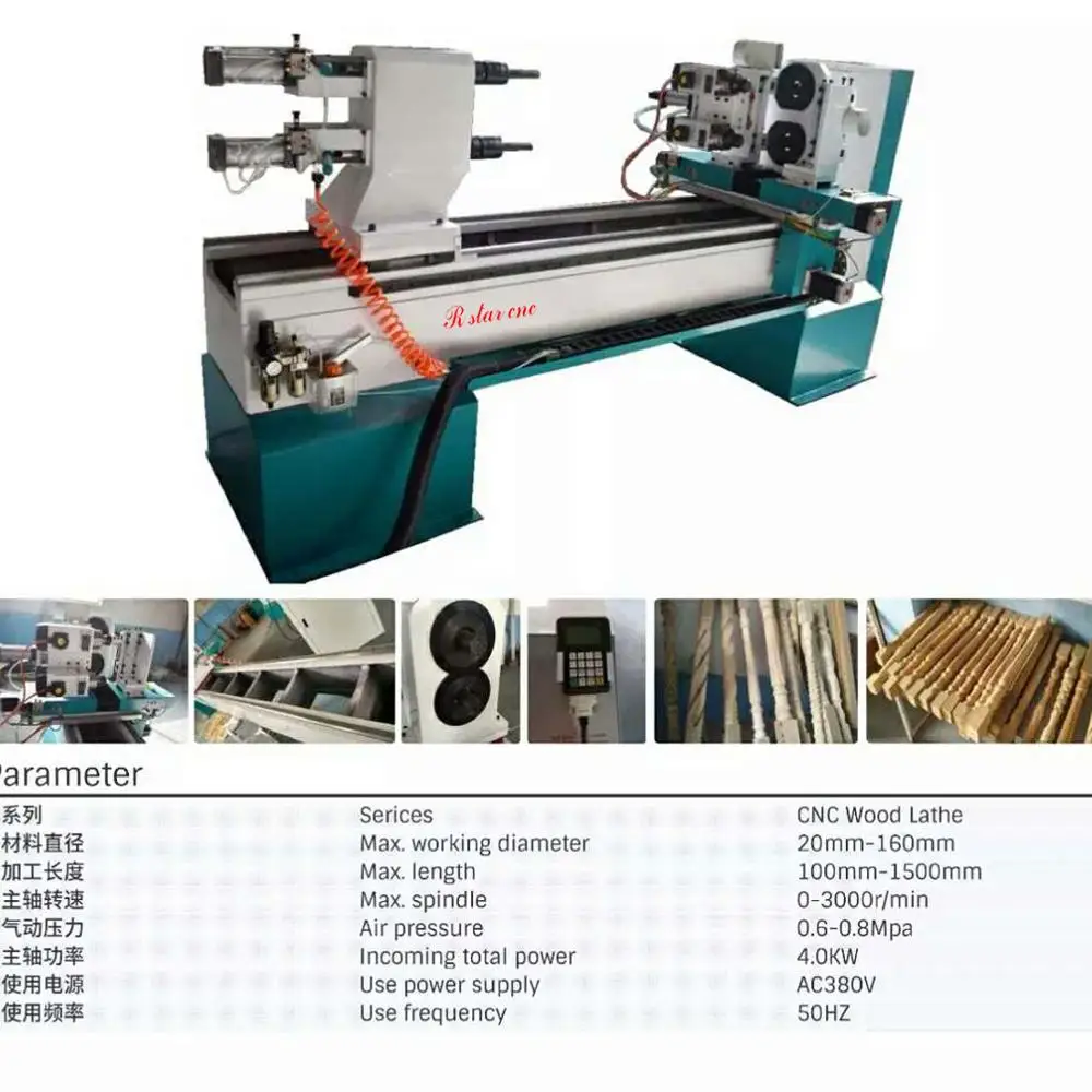 double rotary double router spindle four turning blade cnc wood copying  turning carving lathe machine