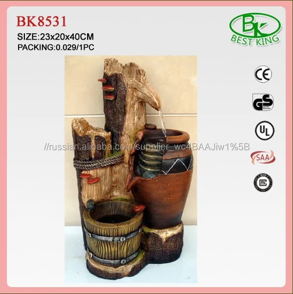 2017 Polyresin Imitate Wood Stump LED Tabletop Fountain