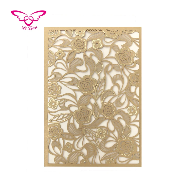 Laser Cut Beautiful Flower Ivory Invitation Card Wedding