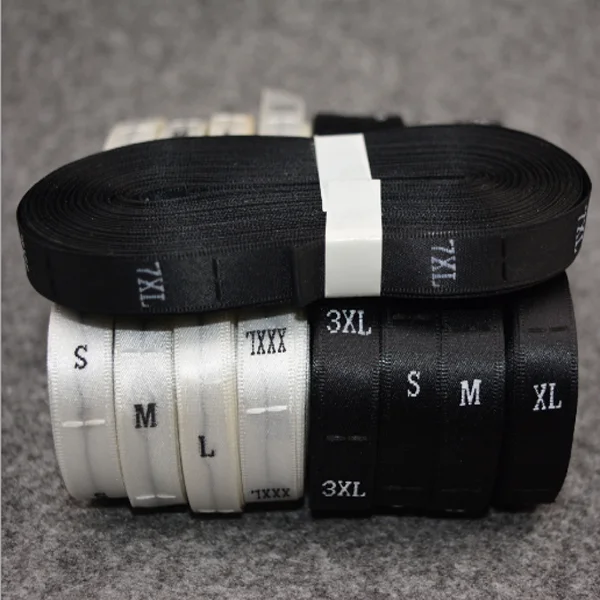 Custom high quantity size standard woven label roll, size label for clothing