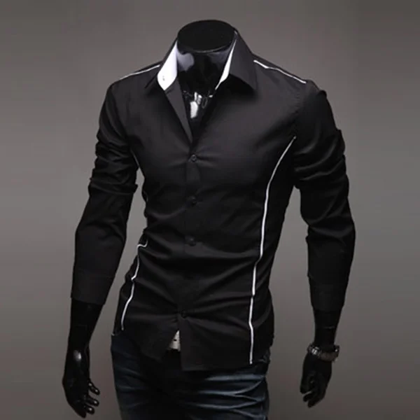 Роскошная мужская Повседневная приталенная Классическая рубашка с длинным рукавом большие размеры