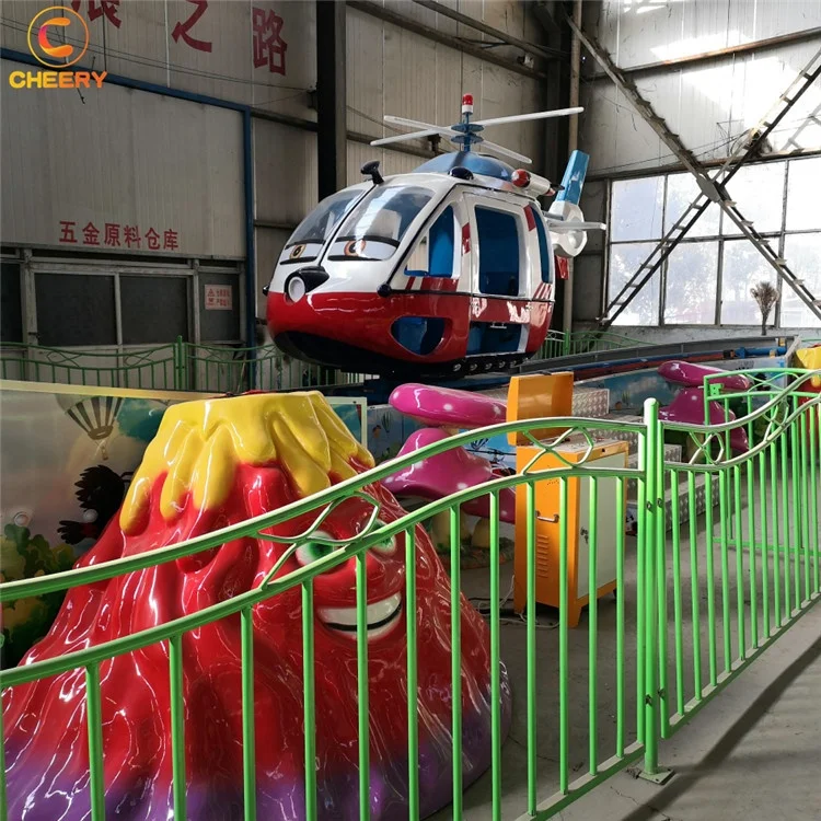 Funny Cheap Children Amusement Park 10 Seats Sliding Helicopter Plane Electric Mini Flying Car Rides