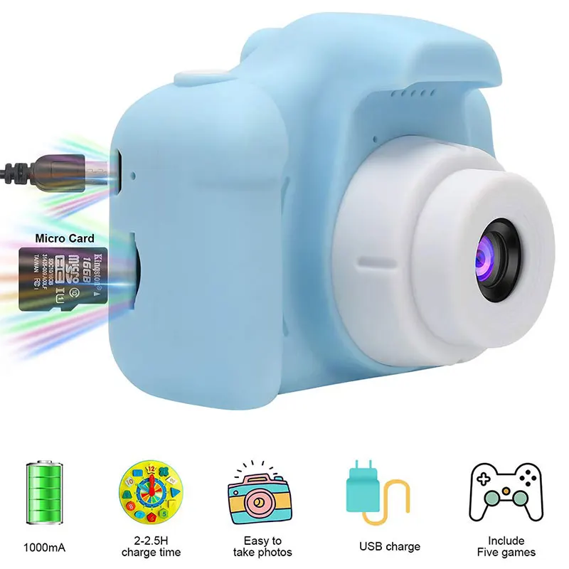 Hot Kids Digital Toy Camera HD Video Shockproof Mini Cameras with Gift for 4-10 Years Old Girls Boys