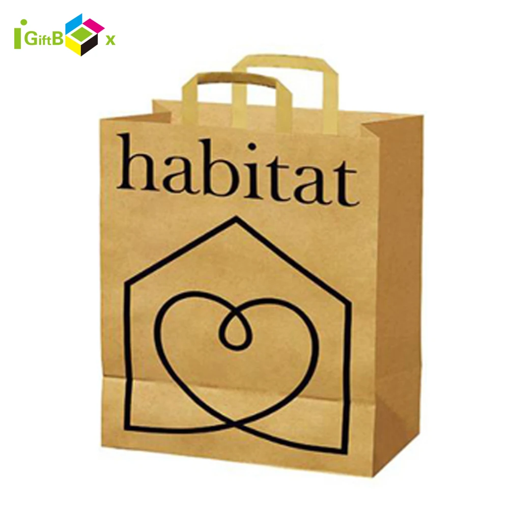 Customized Design Recycled Brown Kraft Paper Bag, Printed Shopping Craft Paper Bag With Handle For Gifts Packaging