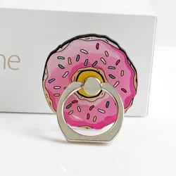Novelty cute funny creative custom donut doughnut shaped smart phone finger ring phone holder and stand for mobile cellphone