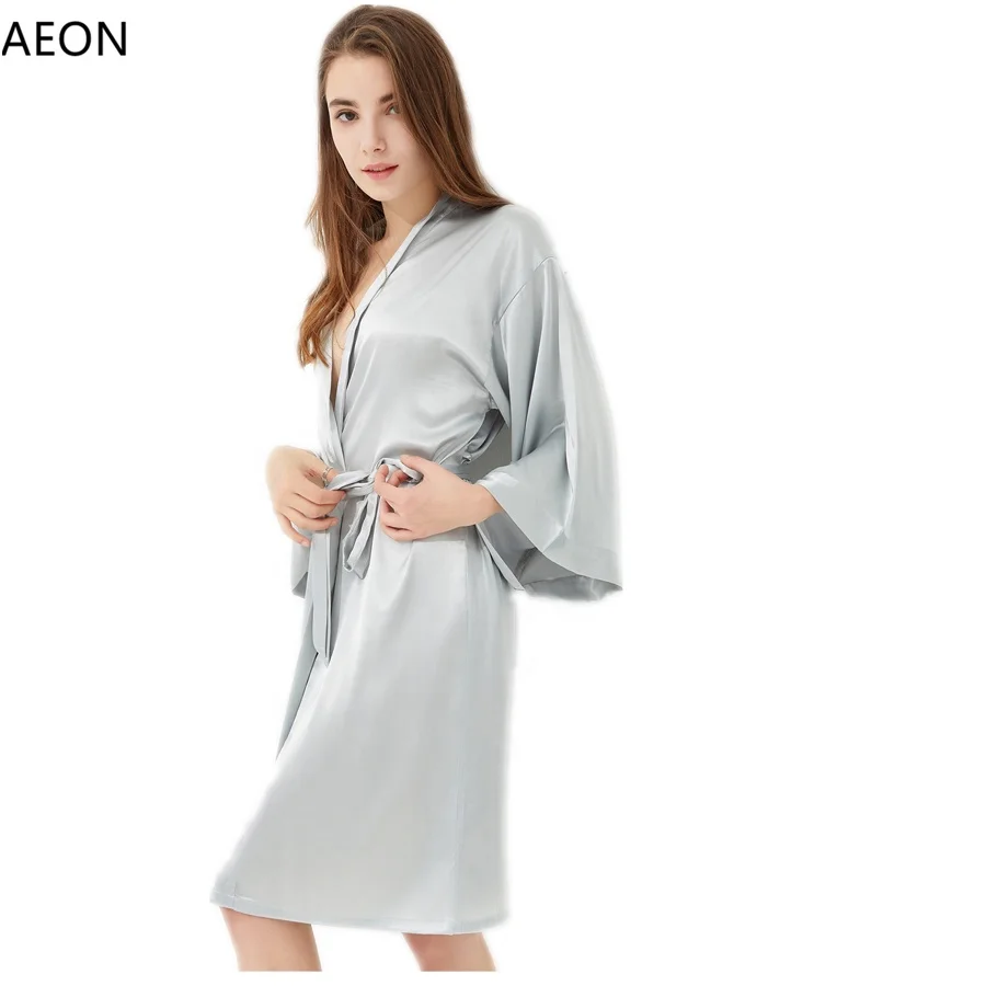 
Wholesale Long Blank Silk Satin Chiffon Nightgown Robe For Women Bridesmaid wedding party 