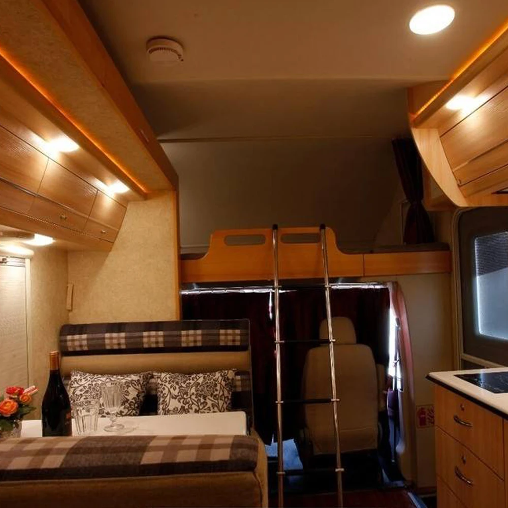 New Chrome 12V Ultra-Thin Dome UV Resistance LED Light Interior Lamp Caravan Motorhome RV Light