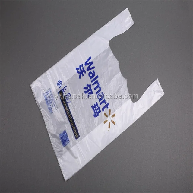 Supermarket degradable plastic white bag vest handles bags Singlet t shirt shopping plastic bags for walmart