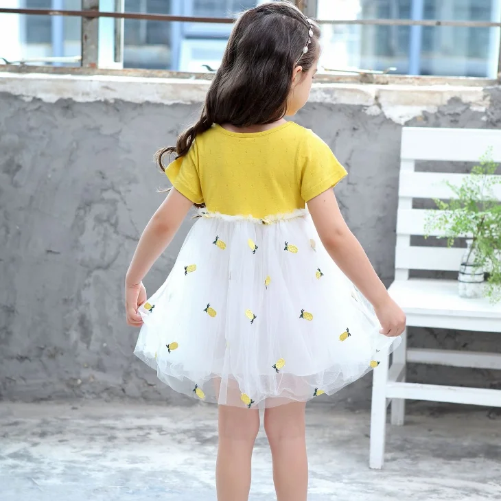 
YY20055G kids yellow with white puffy skirt kids girl summer clothes skirt 