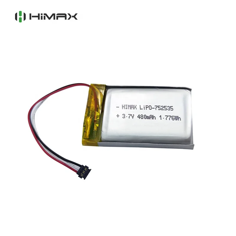 3.7v Lithium Polymer Battery Pack 480mah Li Ion Battery with PCB 752535 for GPS,MP4,PM3, Hat