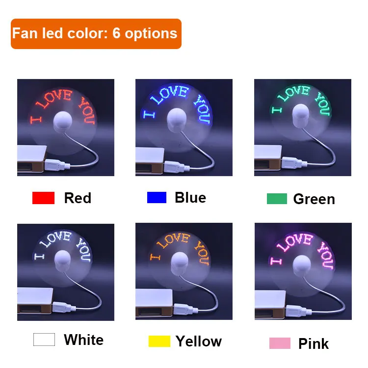 Hot selling factory price mini led message laptop usb fan with light