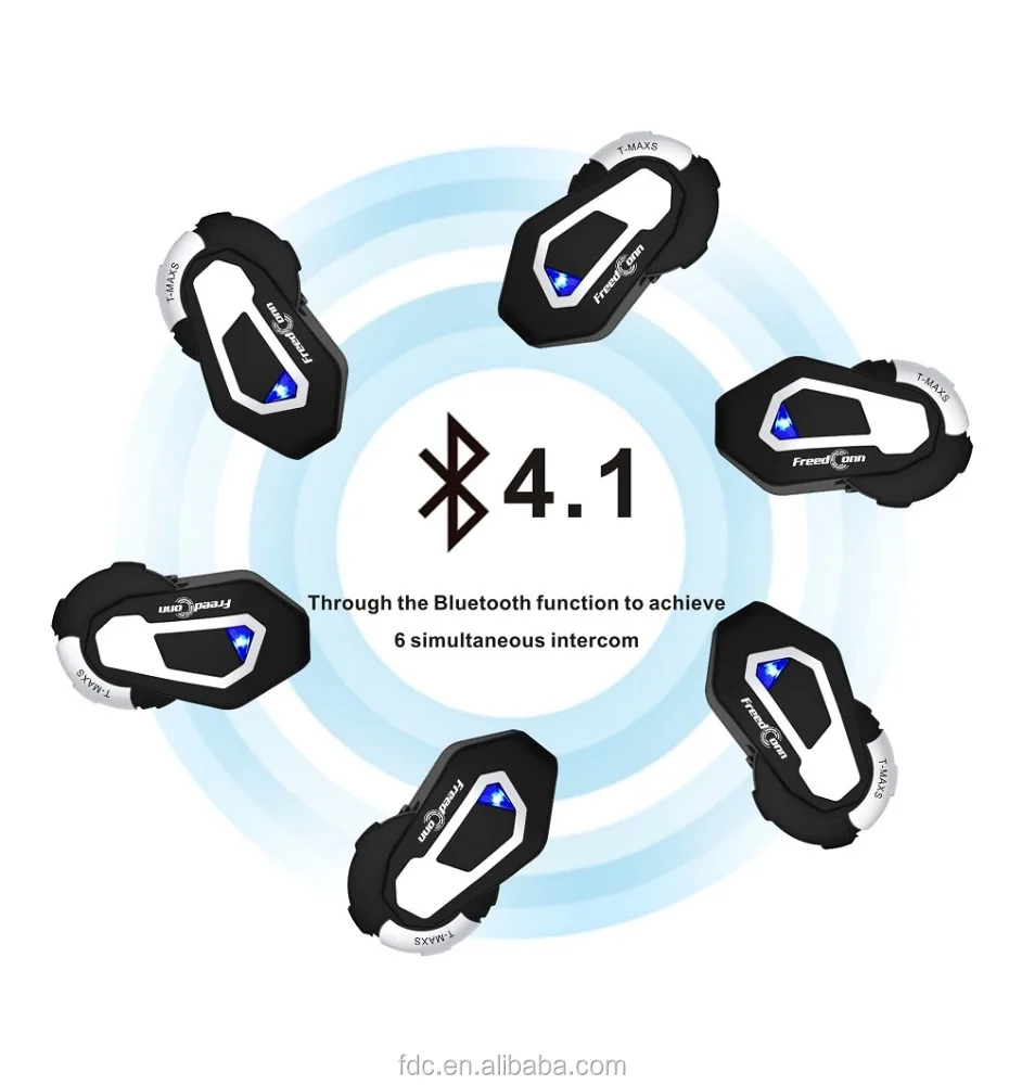 FreedConn T-MAX S 1000M Group говорить наушников 6 ездоков, Многофункциональный мотоциклетный шлем гарнитура Беспроводная связь Bluetooth шлем коммуникатор