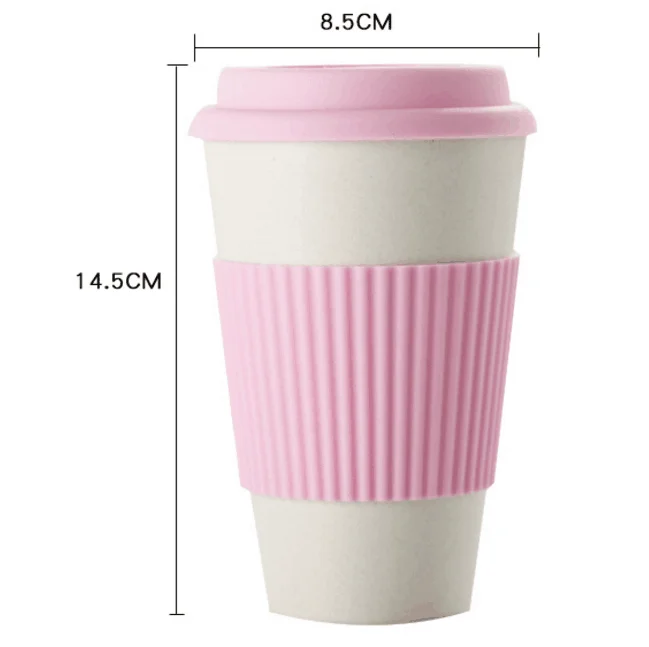 350ml 400ml 600ml drinking travel cups silicone lid and cover bamboo coffee mug