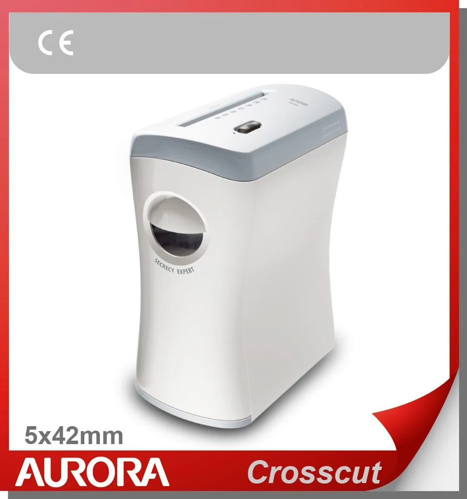 Aurora AS580C Plastic Paper Shredder, 5 sheet (A4) Crosscut 5x42mm, Light Duty Shreding Office equipment for Home & Office