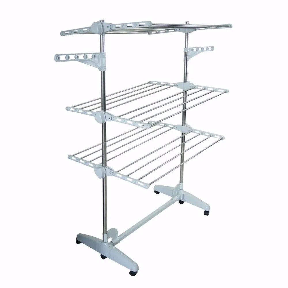 3 tiers Foldable Heavy Duty and Compact Clothes Storage Drying Rack System