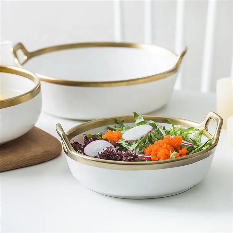 Wedding dinnerware personalized white glaze gold rim porcelain dinner plate for wedding