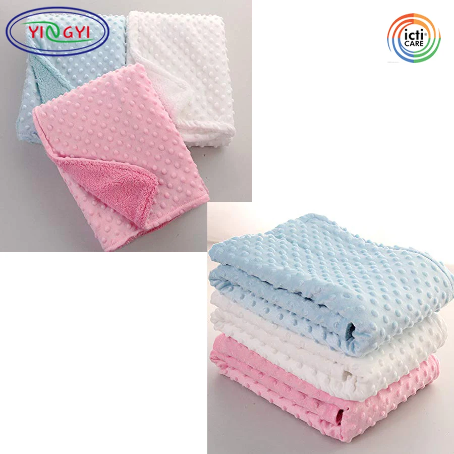 C837 Double Layers Wholesale ODM OEM Toddler Soft Baby Blanket Minky Dot Girls Boys Crib Plush Fleece Children Mink Blanket