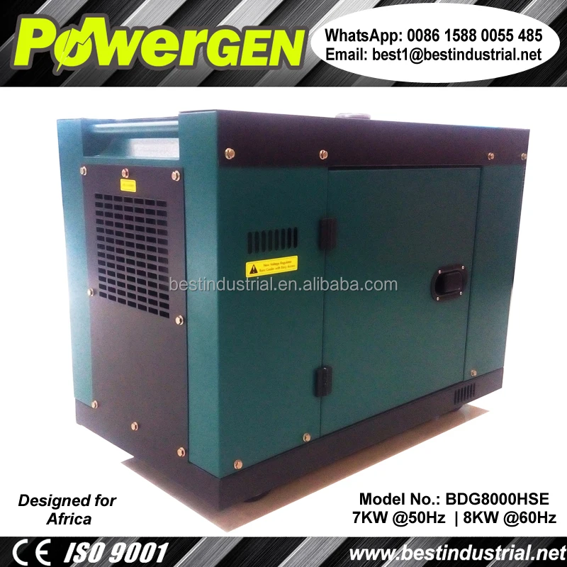 New design!!! POWERGEN Silent Enclosure Type Single Phase Portable Diesel Generator 8KW 60Hz