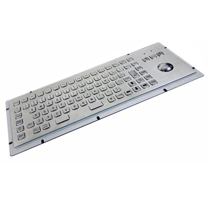 Промышленная клавиатура из нержавеющей стали со встроенным трекболом для мыши