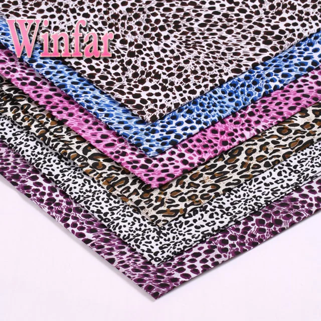shaoxing winfar Textile Knitting Single Jersey Leopard Printed Polyester Spun 4 Way Stretch Fabric Suppliers in Shaoxing