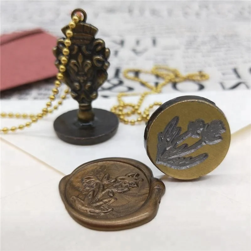 New product sealing wax stamp pendant, graven necklace metal wax seal stamp
