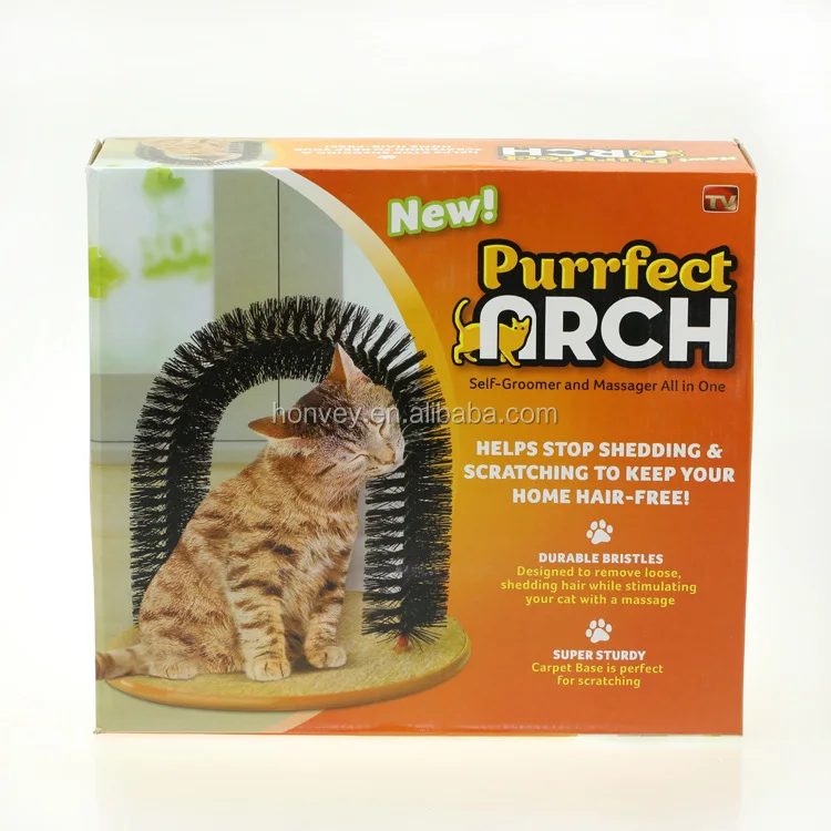 
Pet Cat Arch Self-Groomer and Massager - Groom Toy Pet Cat Scratcher Toys Fur Grooming Brush 