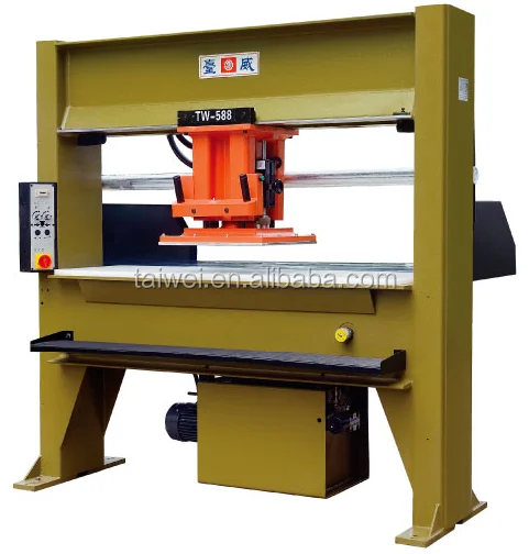 25T travelling head die cutter hydraulic cutting press with movable trolley for leather produce