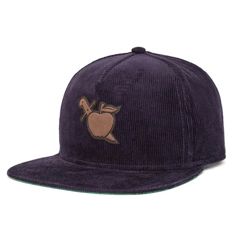 5 Panels Khaki Woven Label Snapback Cap Hat With Rope