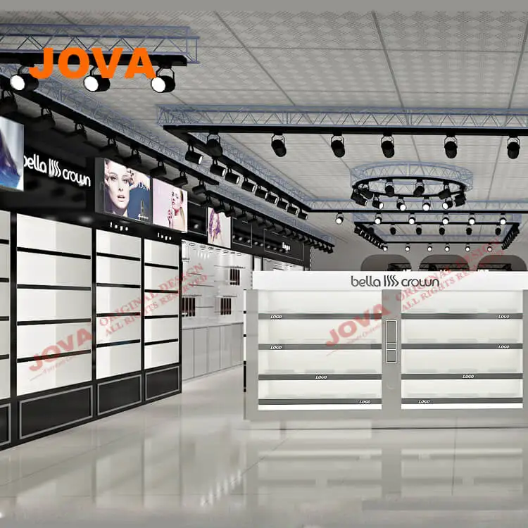 Fake Hair Store Furniture Wall Mount Shelf Hair Salon Display Showcase